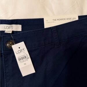 LOFT Dark Blue Curvy Wide Leg Trousers